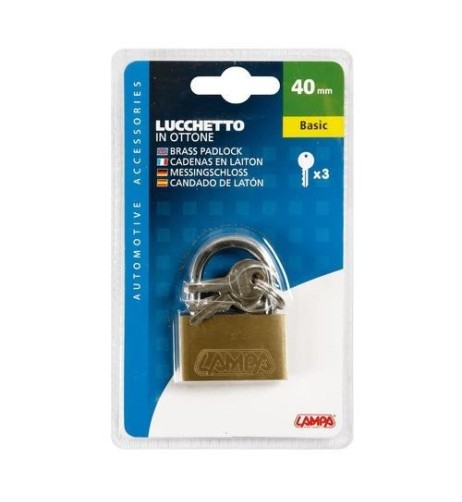 Lucchetto Basic in ottone 3 chiavi 40x53mm
