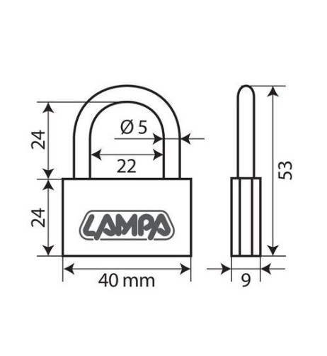 Lucchetto Basic in ottone 3 chiavi 40x53mm