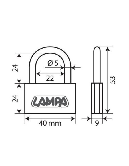 Lucchetto Basic in ottone 3 chiavi 40x53mm