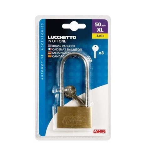 Lucchetto Basic in ottone 3 chiavi 49x108mm