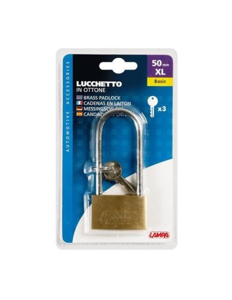 Lucchetto Basic in ottone 3 chiavi 49x108mm
