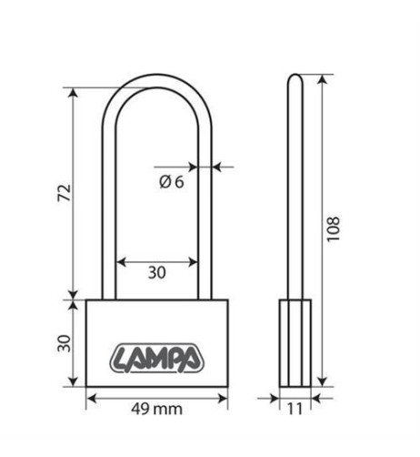 Lucchetto Basic in ottone 3 chiavi 49x108mm