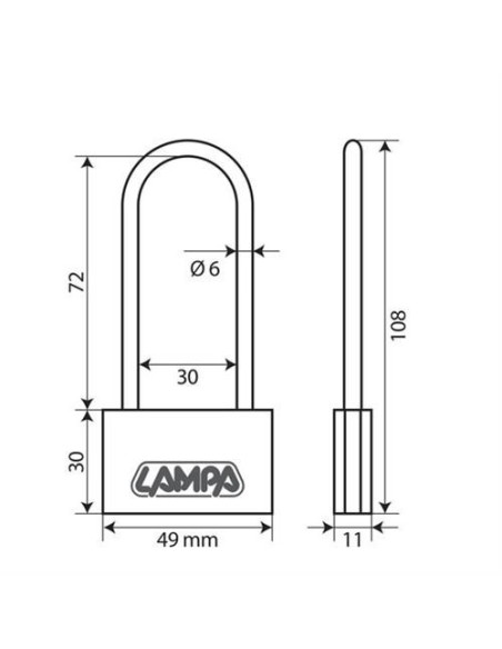 Lucchetto Basic in ottone 3 chiavi 49x108mm