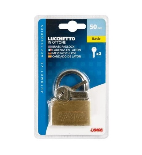 Lucchetto Basic in ottone 3 chiavi 49x67mm