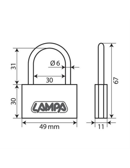 Lucchetto Basic in ottone 3 chiavi 49x67mm