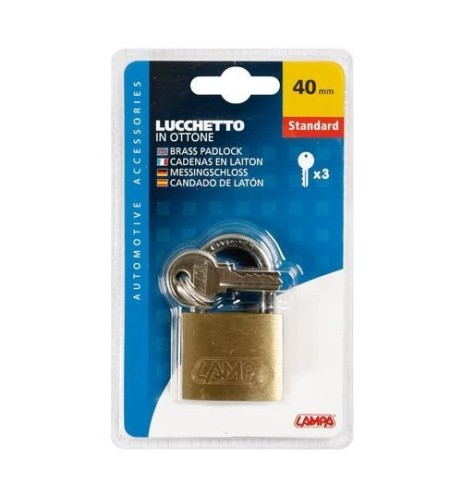 Lucchetto Standard in ottone 3 chiavi 38x61mm