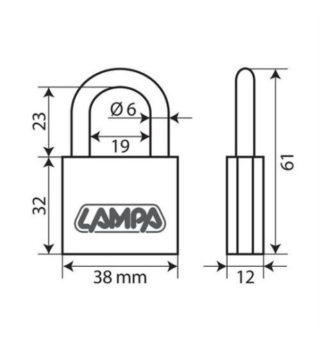 Lucchetto Standard in ottone 3 chiavi 38x61mm