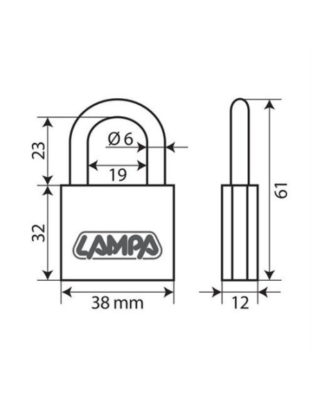 Lucchetto Standard in ottone 3 chiavi 38x61mm