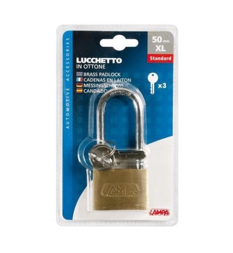 Lucchetto Standard in ottone 3 chiavi 49x109mm