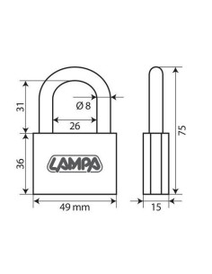 Lucchetto Standard in ottone 3 chiavi 49x75mm 2