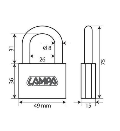 Lucchetto Standard in ottone 3 chiavi 49x75mm