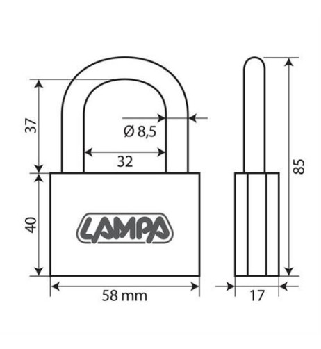 Lucchetto Standard in ottone 3 chiavi 58x85mm