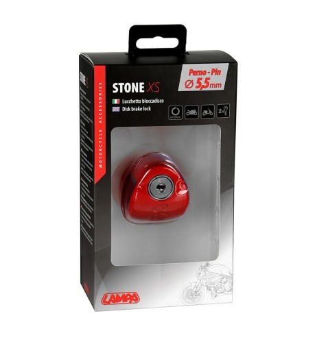 Lucchetto Stone XS bloccadisco perno 5 5mm Rosso