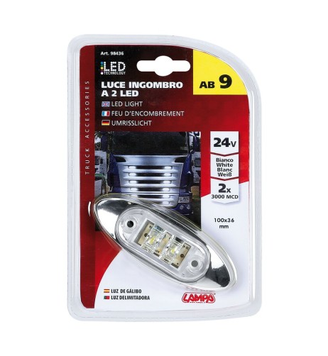 Luce a 2 led ingombro camion camper 24V bianco 
