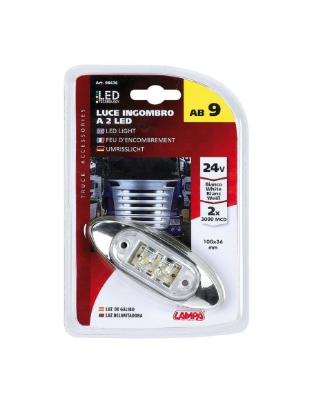Luce a 2 led ingombro camion camper 24V bianco 