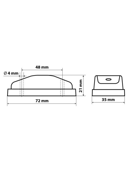 Luce a 2 led perimetrale ingombro camion 24V colore Arancio