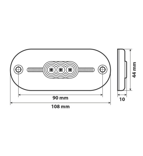 Luce a 5 led IP67 perimetrale ingombro con catarifrangente 24V Rosso