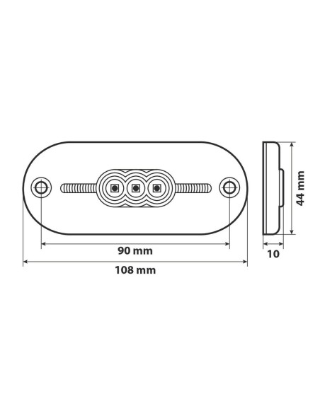 Luce a 5 led IP67 perimetrale ingombro con catarifrangente 24V Rosso