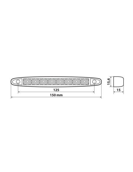 Luce a Led ingombro 12 24V impermeabile Rosso 150x15 5mm
