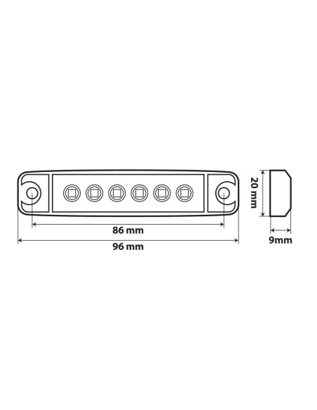 Luce a Led ingombro 12 24V impermeabile ultrasottile Arancio 96x20mm