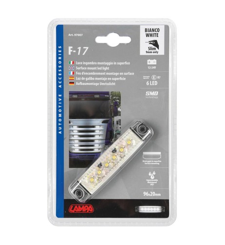 Luce a Led ingombro 12 24V impermeabile ultrasottile Bianco 96x20mm