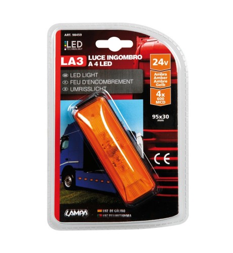 Luce a led ingombro camion camper 24V ambra 103x34mm