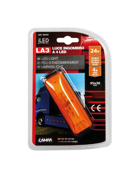 Luce a led ingombro camion camper 24V ambra 103x34mm