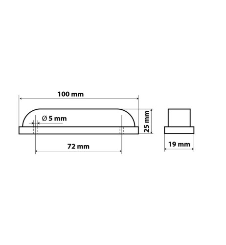 Luce a led ingombro camion camper 24V arancio 100x19mm