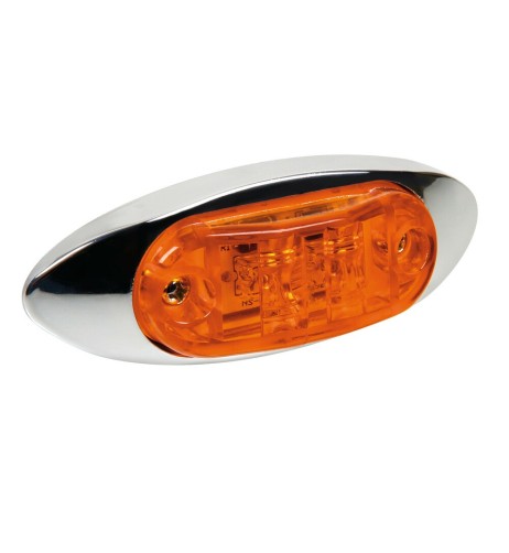 Luce a led ingombro camion camper 24V arancio con cromatura 100x36mm