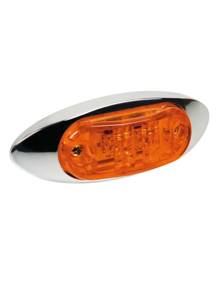 Luce a led ingombro camion camper 24V arancio con cromatura 100x36mm