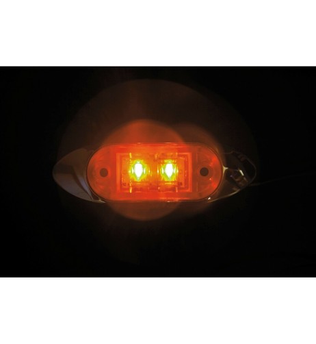 Luce a led ingombro camion camper 24V arancio con cromatura 100x36mm