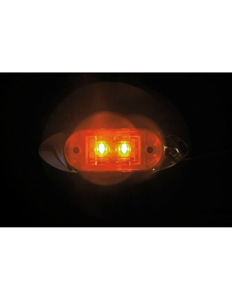 Luce a led ingombro camion camper 24V arancio con cromatura 100x36mm