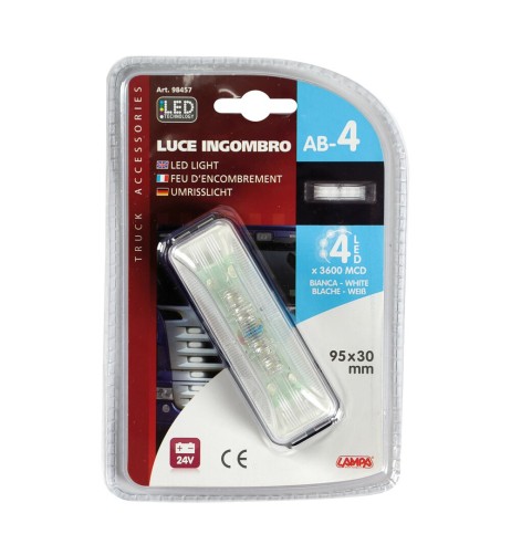 Luce a led ingombro camion camper 24V bianco 103x34mm