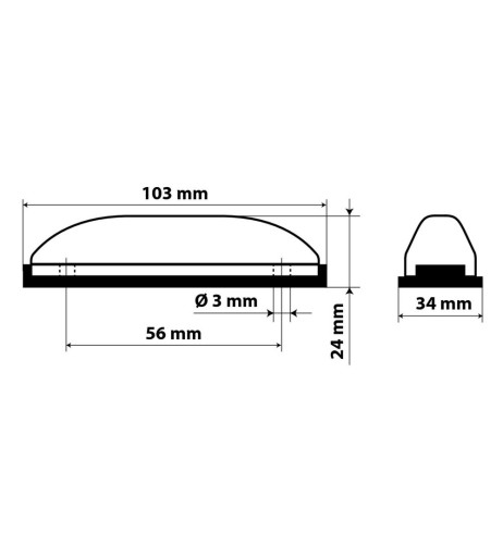 Luce a led ingombro camion camper 24V rosso 103x34mm