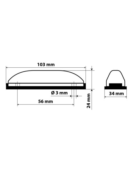 Luce a led ingombro camion camper 24V rosso 103x34mm