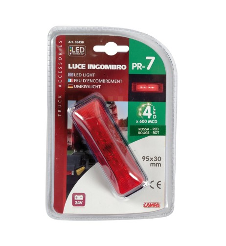 Luce a led ingombro camion camper 24V rosso 103x34mm