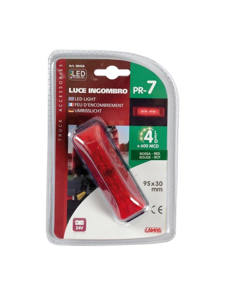 Luce a led ingombro camion camper 24V rosso 103x34mm