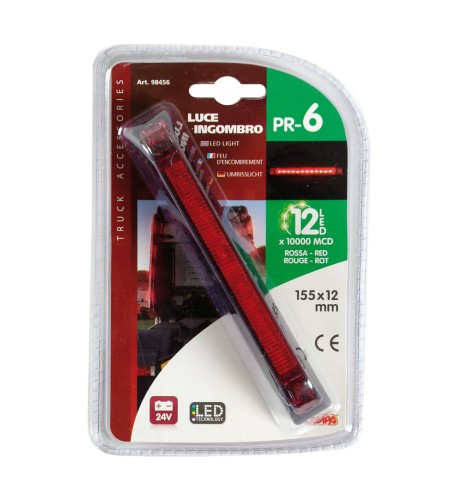Luce a led ingombro camion camper 24V rosso 155x22mm