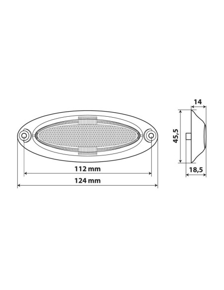 Luce a led ingombro omologata 12 24V arancio 124x45mm
