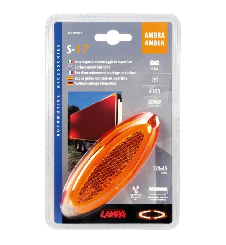 Luce a led ingombro omologata 12 24V arancio 124x45mm