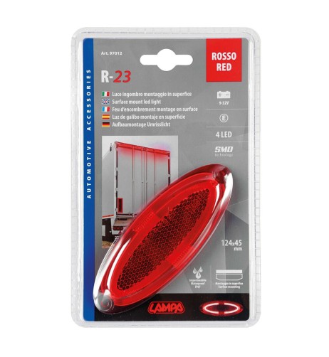 Luce a led ingombro omologata 12 24V rosso 124x45mm