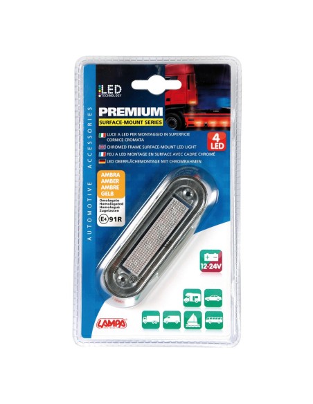 Luce a led perimetrale ingombro cromata 12 24V colore Arancio