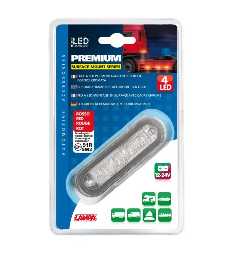 Luce a led perimetrale ingombro cromata 12 24V colore Rosso