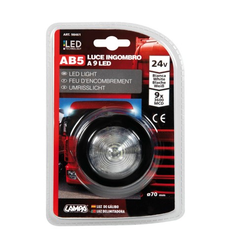 Luce a led tonda ingombro camion camper 24V bianco D70mm