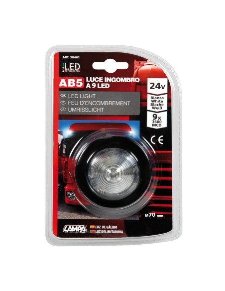 Luce a led tonda ingombro camion camper 24V bianco D70mm
