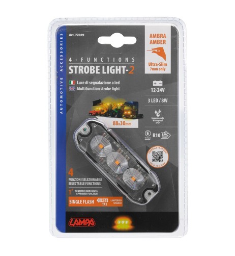 Luce di segnalazione multifunzione arancio a 3 Led 12 24V IP67 4 funzioni