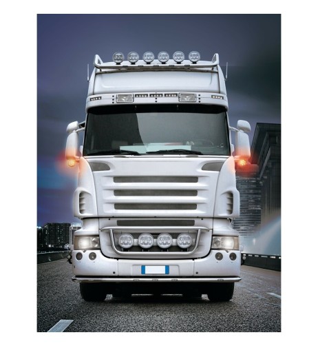 Luce ingombro 14 Led doppia funzione 12 24V diametro 105mm Rosso Arancio