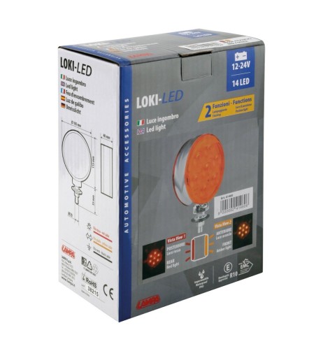 Luce ingombro 14 Led doppia funzione 12 24V diametro 105mm Rosso Arancio