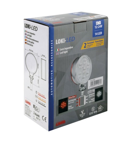 Luce ingombro 14 Led doppia funzione 12 24V diametro 105mm Rosso Bianco