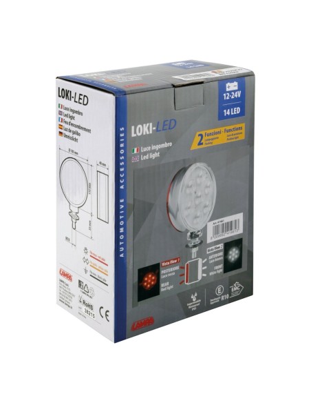 Luce ingombro 14 Led doppia funzione 12 24V diametro 105mm Rosso Bianco